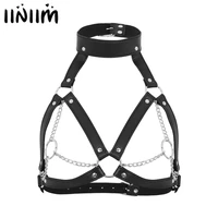 womens pu leather bdsm sex body bras harness open nipples cage bralette strap buckles o rings chain tassel chest belt steampunk