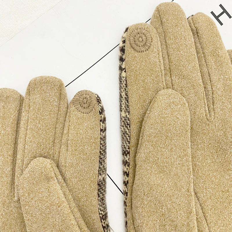 Зимние перчатки MenFull с рисунком гусиные лапки утолщенные теплые клетчатые