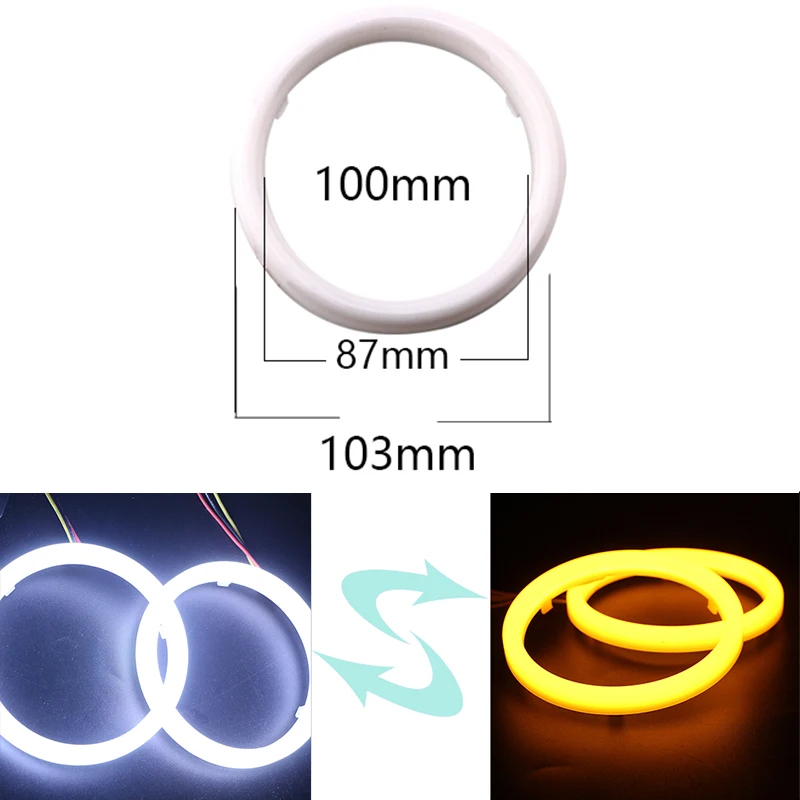 6X 12VDC молочно-белый и желтый 80 мм 25SMD 95 мм 30 SMD Ангельские глазки Led гало кольца авто DRL 60/70/80/90/95/100/110/120 мм - Цвет: 100mm White-Amber