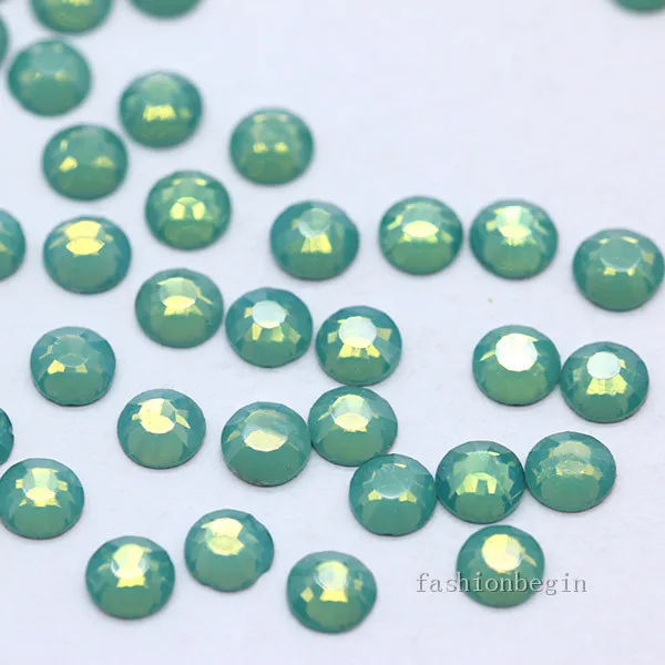 green opal Высокое качество ss30 43 цвета серебряный с плоской задней частью стеклянный камень не горячей фиксации хрустальные стразы свадебные открытки, ювелирные изделия, платье делая бусины - Цвет: green opal