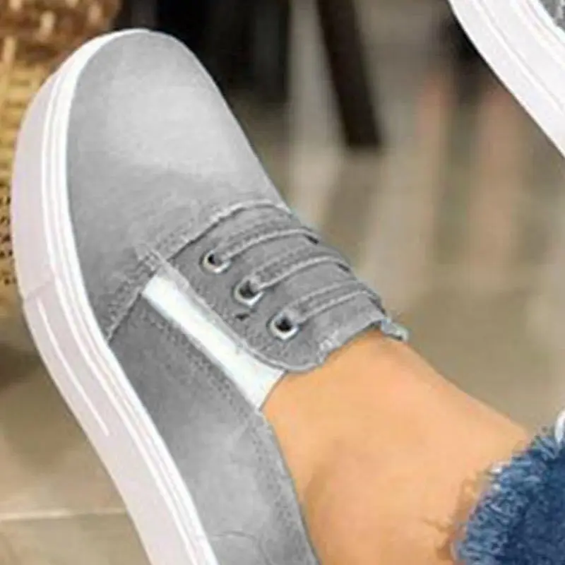 

Ladies Flat Canvas Shoes New Thick Bottom Solid Color Shallow Mouth Denim Single Shoes Elastic Band Casual Sports Women's Shoes