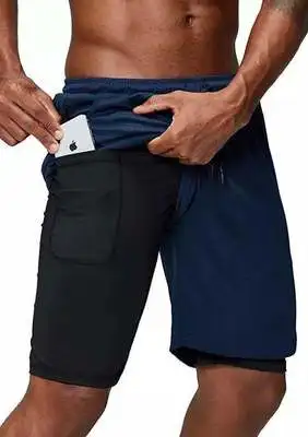 Mannen 2 в 1 шорты для бега занятий фитнесом Snel Droog Strand Korte Broek Mannelijke Zomer Спортивная