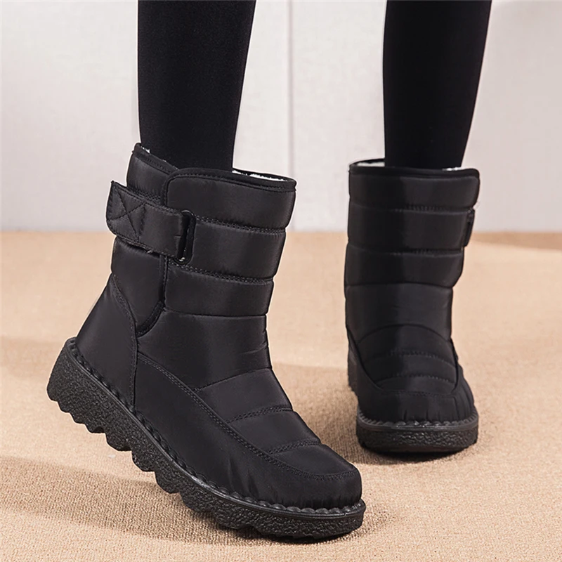 

Женские Водонепроницаемые зимние ботинки на пуху Rimocy 2021, зимние утепленные плюшевые ботильоны, женские уличные ботинки на платформе, хлопк...