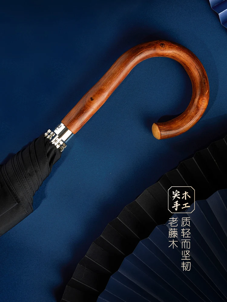 Offerte Retro Nero Ombrello Parasole Automatico Lungo Di Affari Golf Ombrellone Ombrellone Antivento Degli Uomini Regenschirm Parasole BY50LU