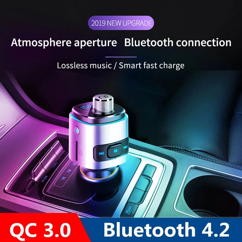 Bluetooth 4 2 автомобильный fm-передатчик DC 12-24 В QC3.0 Быстрая зарядка MP3 музыкальный