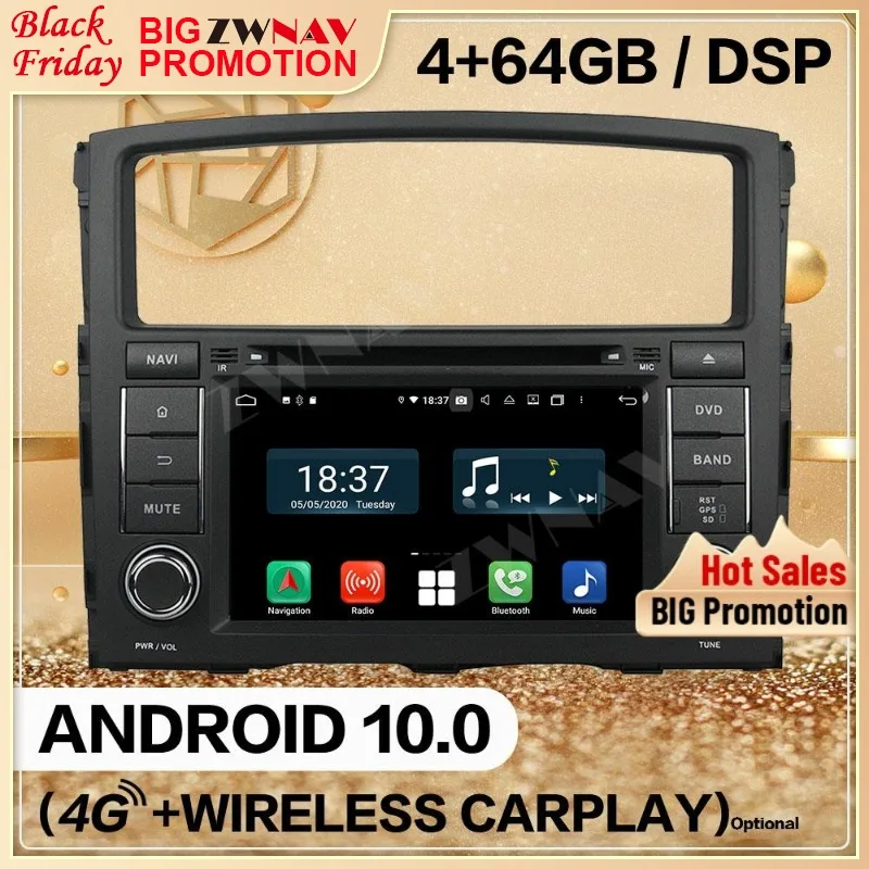 

Автомагнитола Carplay 2 Din, 4 + 128 ГБ, для MITSUBISHI PAJERO 2006, 2007, 2008, 2009, 2010, 2011, Android 10