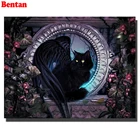 5D алмазная живопись сделай сам, черная кошка, крыло, полностью квадратная, круглая бура, 2021 Алмазная вышивка, инкрустированное искусство, домашнее украшение для стен комнаты