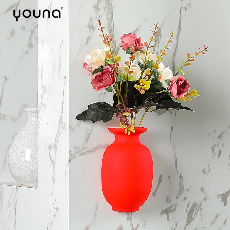 Силиконовая клейкая ваза многоразовый настенный держатель для цветов подвесная