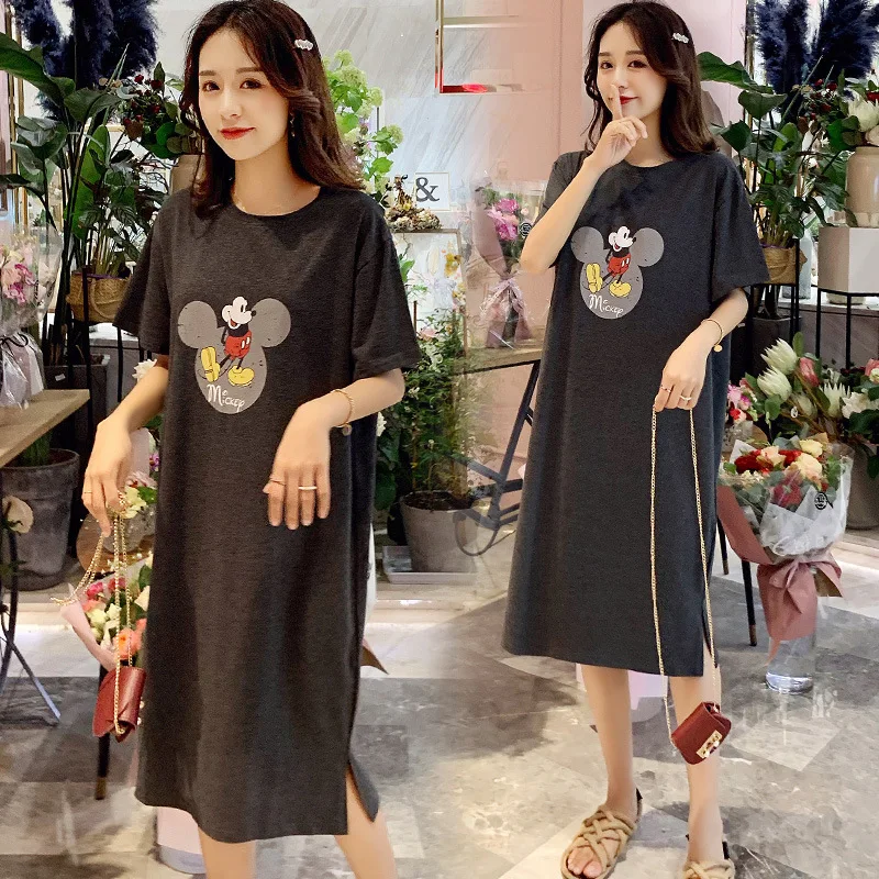 

Disney summer cotton fashion loose large size maternity dress cartoon printed mid-length dress