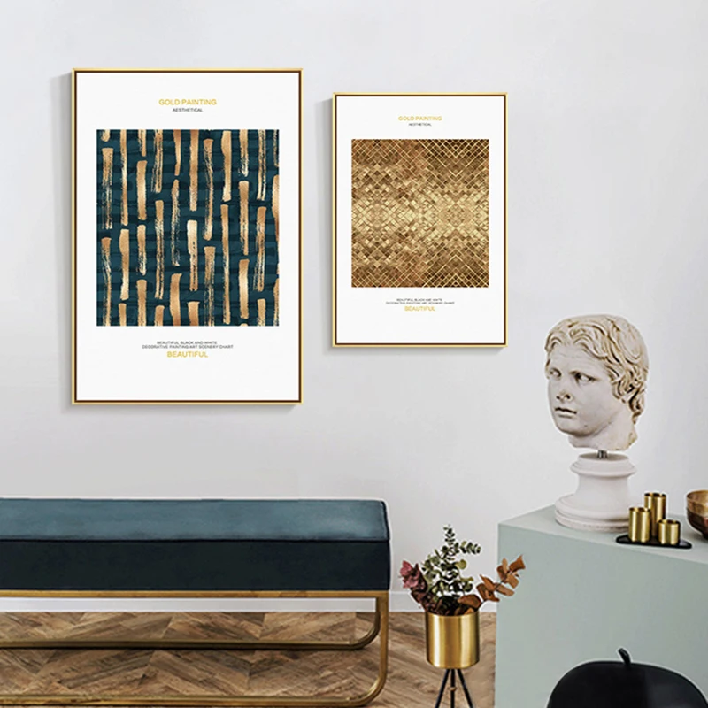 RELIABLI художественная абстрактная Золотая Картина на холсте для дома Настенная