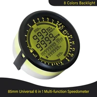 universal 85mm 6 in 1 multi functional auto gauges gps speedometer tachometer fuel level water temp voltmeter oil pressure 5bar