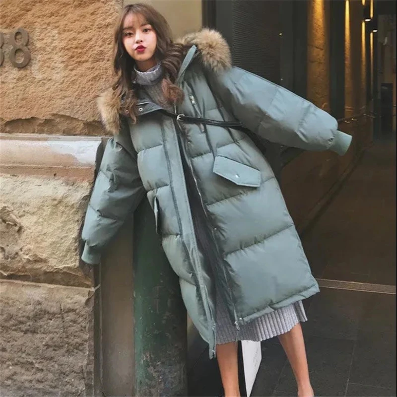 

2021 New Oversized Coats Thick Winter Jacket Women Hooded Fur Collar Cotton Coat Long Jacket Female Parkas Coats