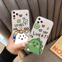 cartoon couple dinosaurs phone cover for iphone 11 12 13 pro max x xr xs max 6 6s 7 8 plus 13 clear mini soft silicone tpu case