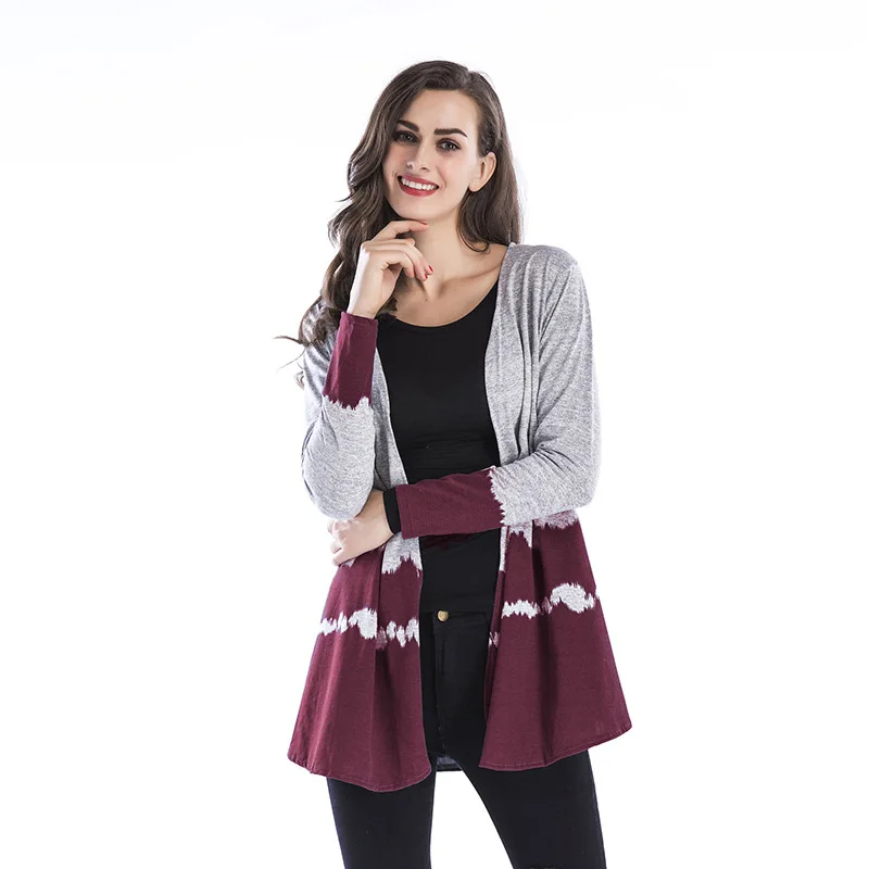 

Gradient Autumn Open Stitch Women Medium And Long Cardigan Coat Casual Loose Thin Female Tops Long Sleeve Slim Plus Size Coats