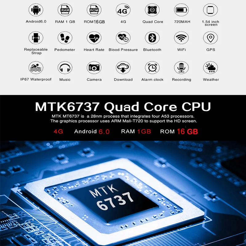 Новые Q2 4G Смарт часы MTK6737 четырехъядерный 1 ГБ/16 ГБ Android 6 GPS наручные 54 &quot720 мАч