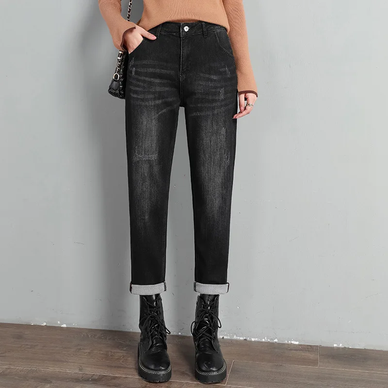 

Plus Size M-8XL Women's Slim Jeans High Waist Blue Black Denim Pants