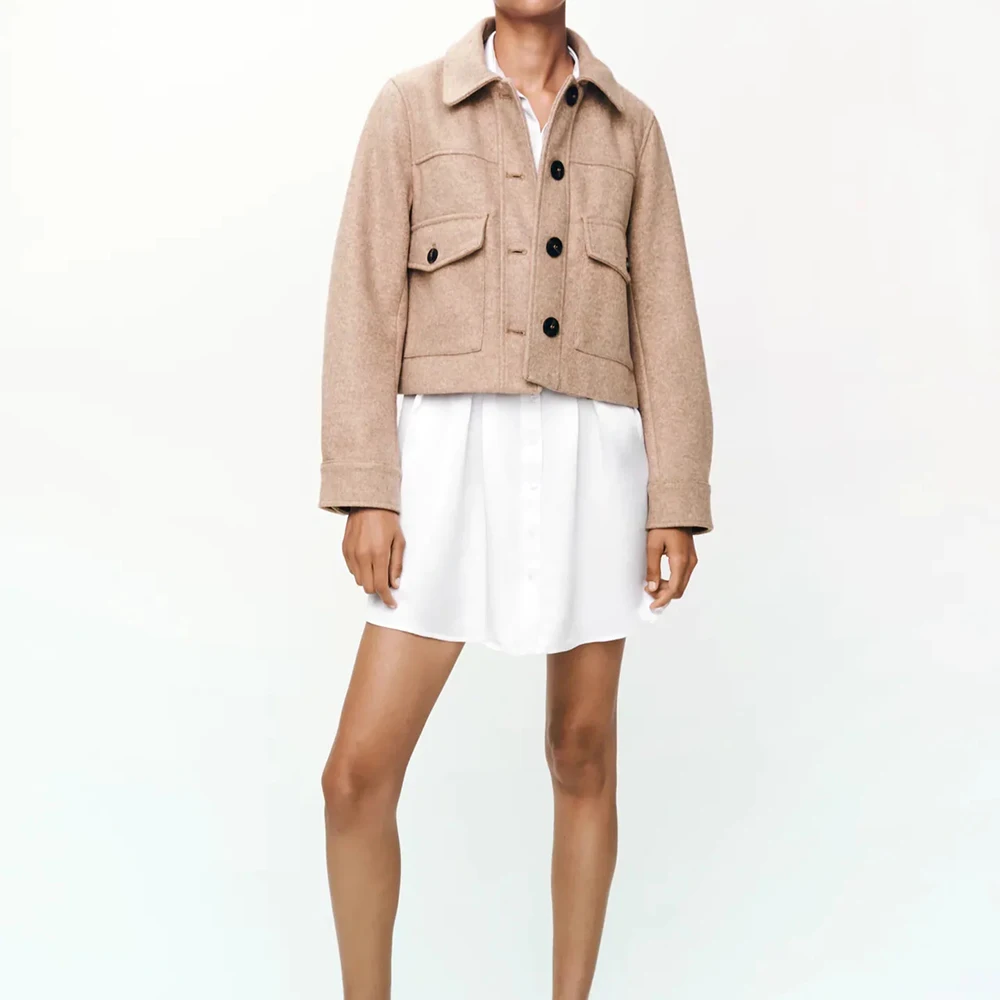 

XIKOM 2021 Autumn Khaki Cardigan Women's Jacket Pockets Long Sleeve Women's Coat Single Breasted Casual Slim Jackets Top