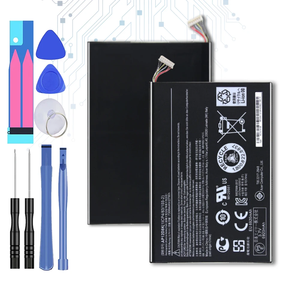 Планшет Батарея AP12D8K для ACER Iconia Tab A3 A10 A11 W510 W510P 3 7 V 7300 мА/ч 27WH с номер отслеживания