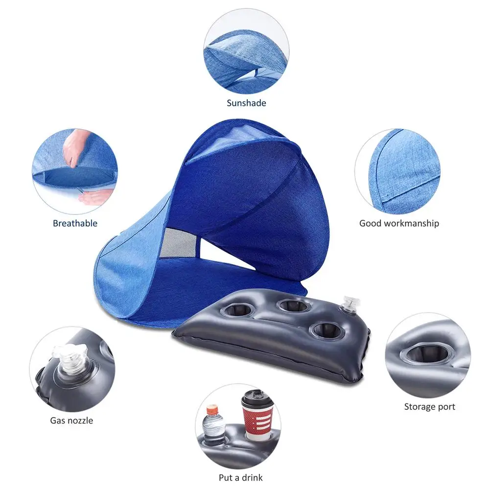 

Beach Face Tent Umbrellas with Inflatable Pillow Small Awning Mini Head Tent Portable Outdoor Camping UV Protection Sun Shelter