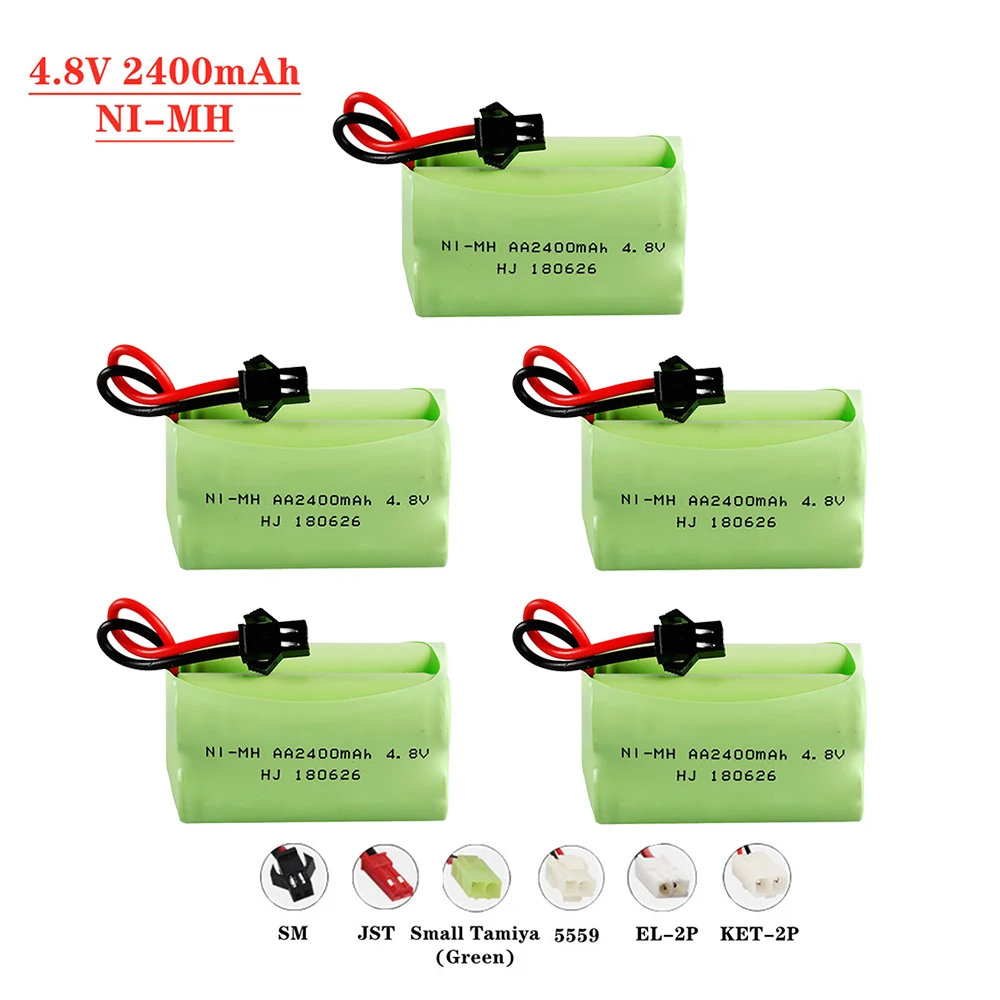 

1-5pcs AA 4.8v 2400mah Ni-MH Battery For Rc toys Cars Tanks Robots Boats Guns 4.8v Rechargeable Battery AA Battery Pack 1Pcs