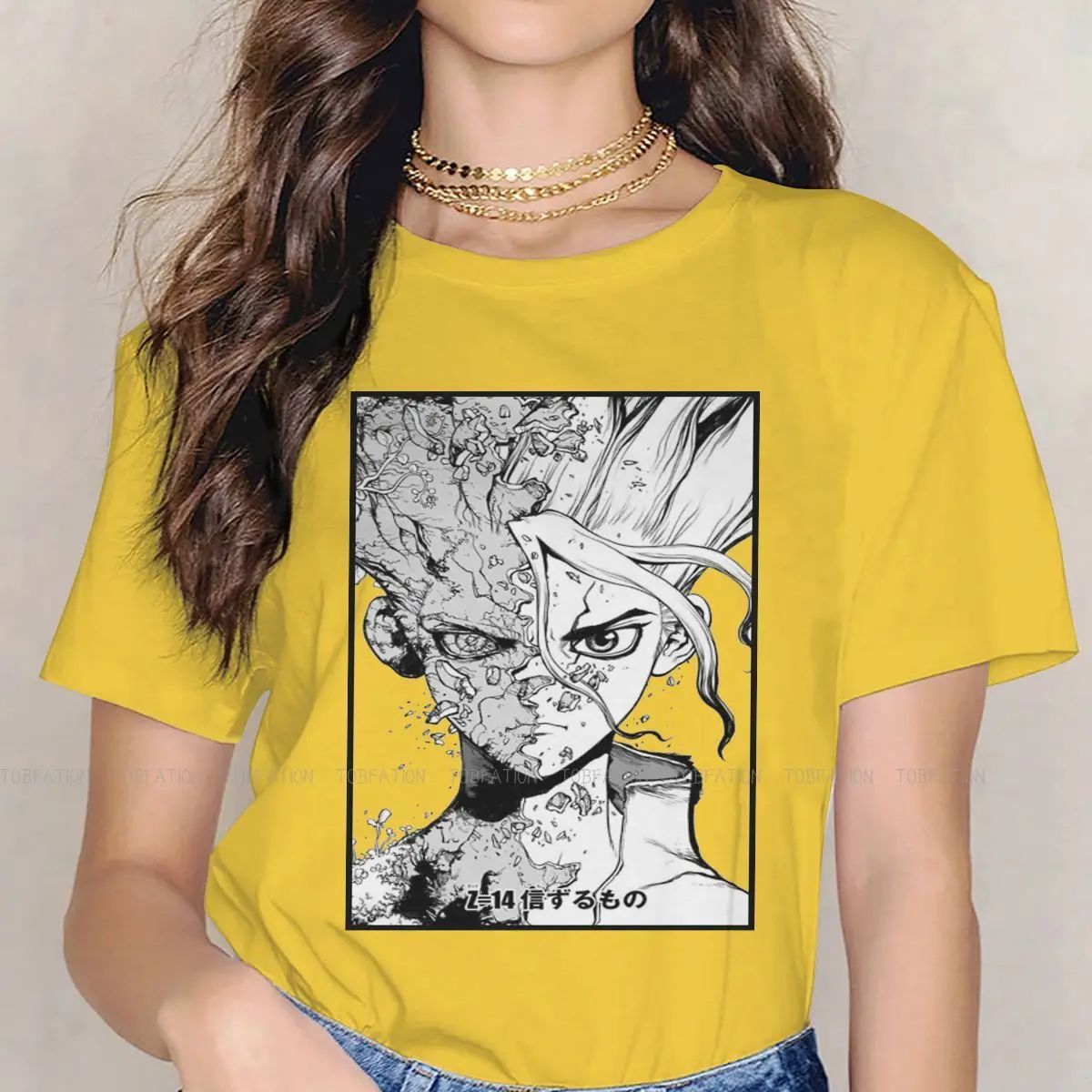 

Уникальная футболка 5XL с надписью «Dr STONE перезагрузка», Boichi Senkuu, янтарь, Tsukasa, аниме креативные топы, удобная футболка, женская футболка, уника...