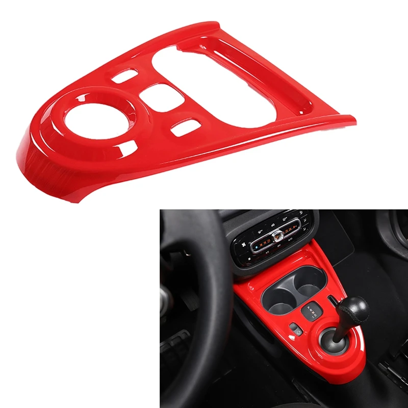 

For Mercedes-Benz Smart 453 Fortwo Forfour 2015-2018 ABS Car Gear Shift Knob Panel Frame Cover Trim Car Styling Red