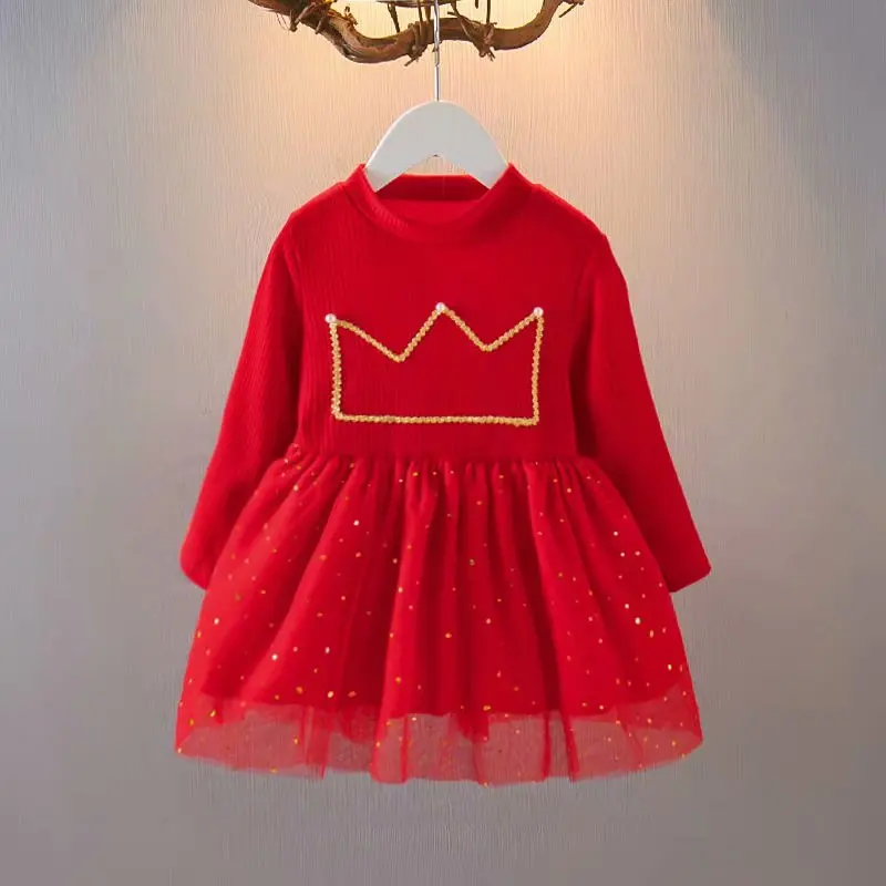 

Baby girl dress Autumn Winter children princess dress Wedding Birthday dress Christmas net yarn Clothing