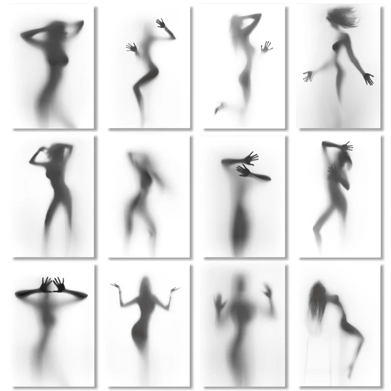 

Modern Figure Black White Light and Shadow Canvas Painting Abstract Sexy Body Art Pictures Home Poster Wall Office BedRoom Decor