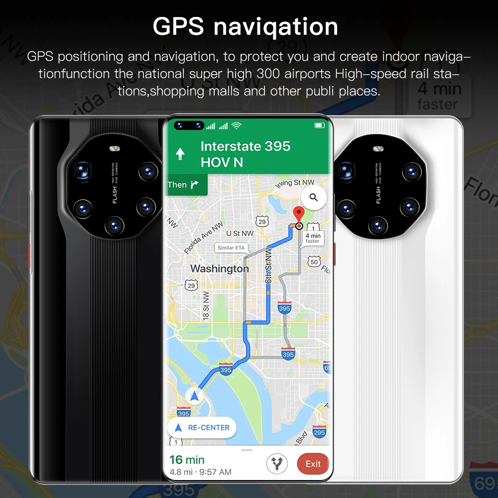 

2021 Mate 40 RS Dual Card Dual Ready Fingerprint Face Recognition 7.3-inch HD Droplet Screen Nano 3D Back Cover 2021