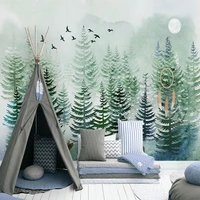 custom mural wallpaper nordic style hand painted pine forest elk wallpaper living room sofa tv background wall papel de parede