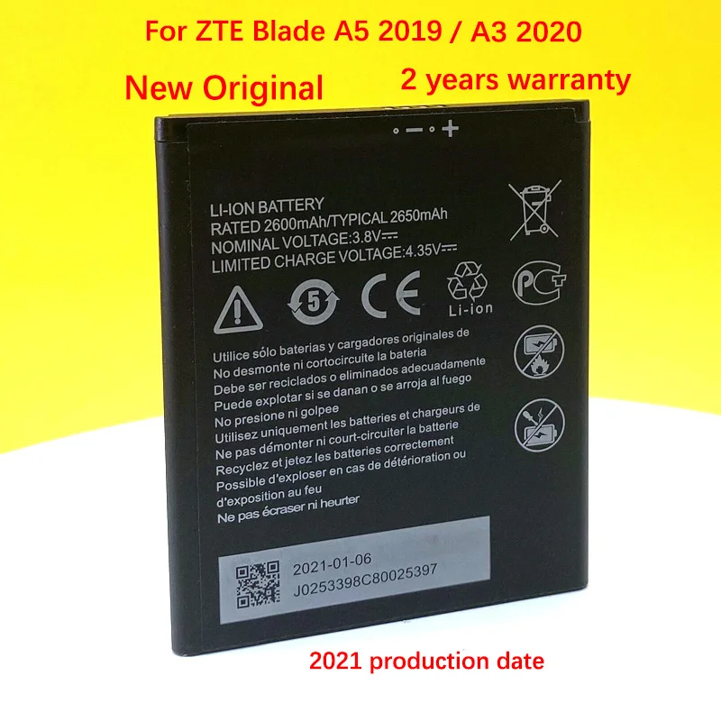 

Аккумулятор для телефона ZTE A5 2019 Blade A3 2020 2650 мАч Li3826T43P4h695950, оригинальный, в наличии