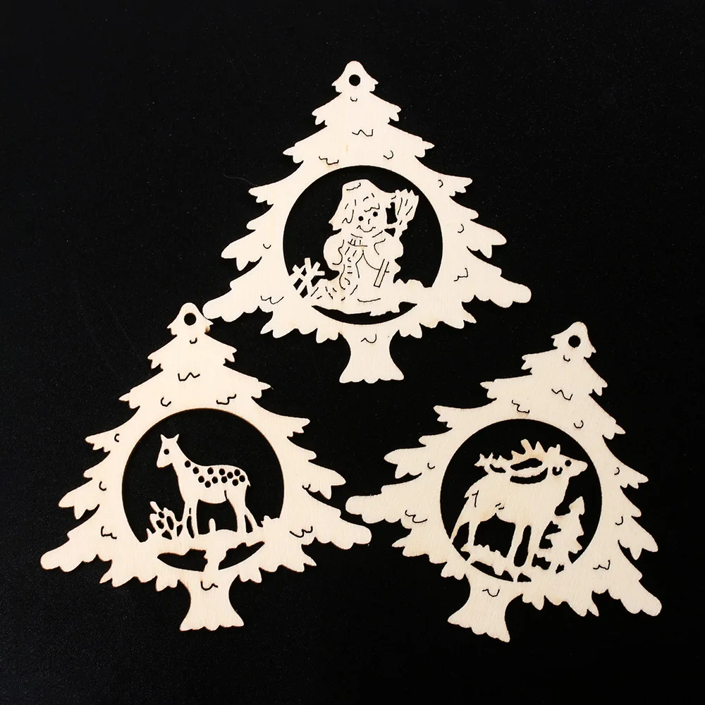 10 шт./упак. Merry Рождественская Лазерная Резка деревянных ломтик висячие украшения ручной работы вырезание букв дерево куски поделки рождественские украшения
