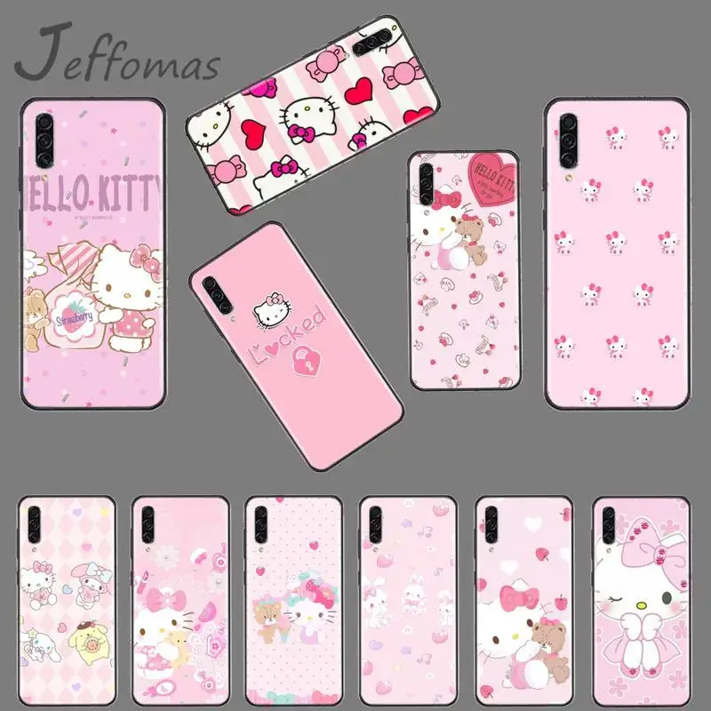 Милый розовый чехол для телефона с кошкой Hello kitty Samsung M10 20 30 A 40 50 70 71 6S A2 A6 A9 2018 J7 CORE