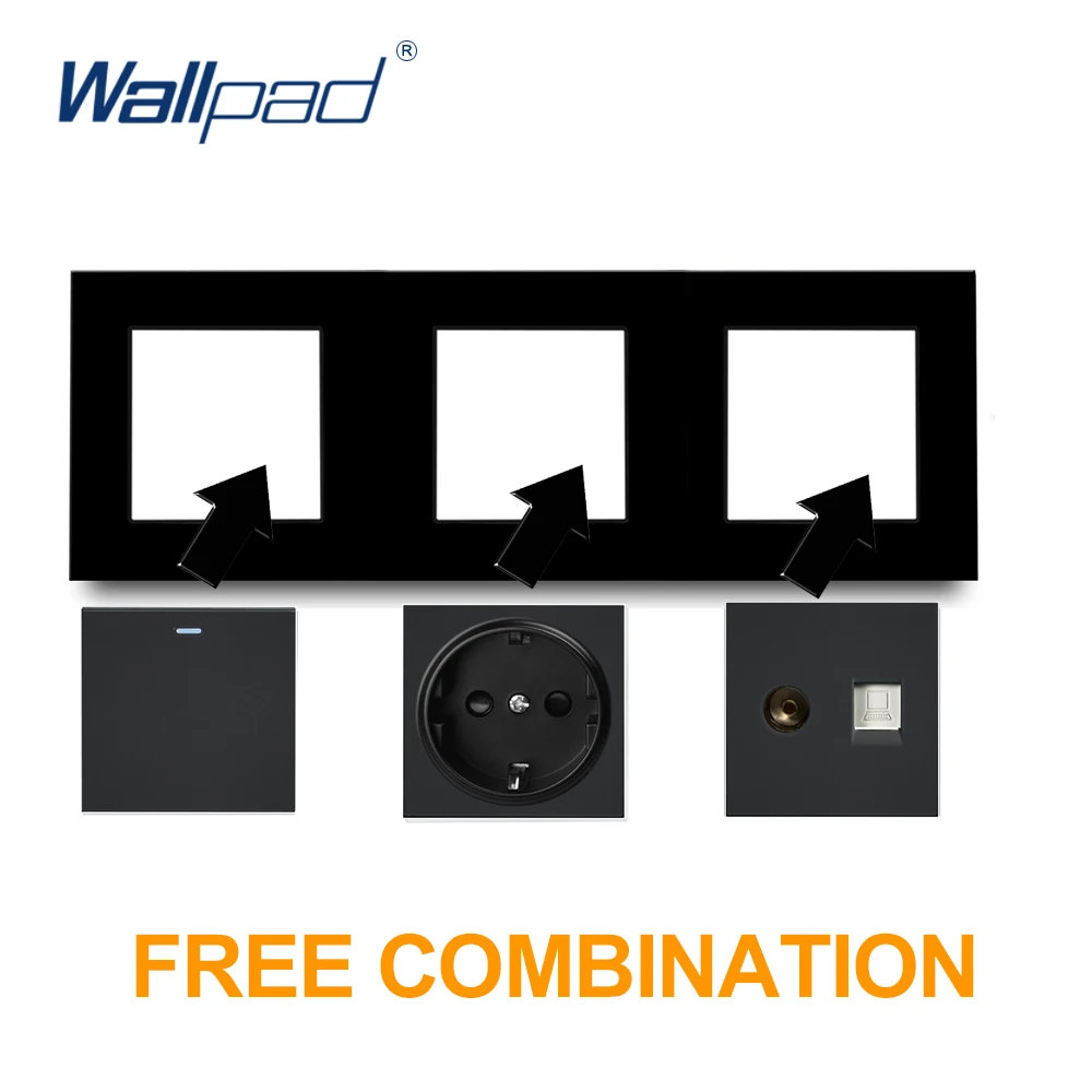 Британская розетка с двойным USB Wallpad роскошная черная Хрустальная стеклянная