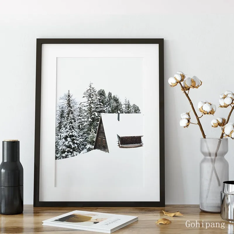 Рождественская настенная Картина на холсте с изображением зимних лесов лосят