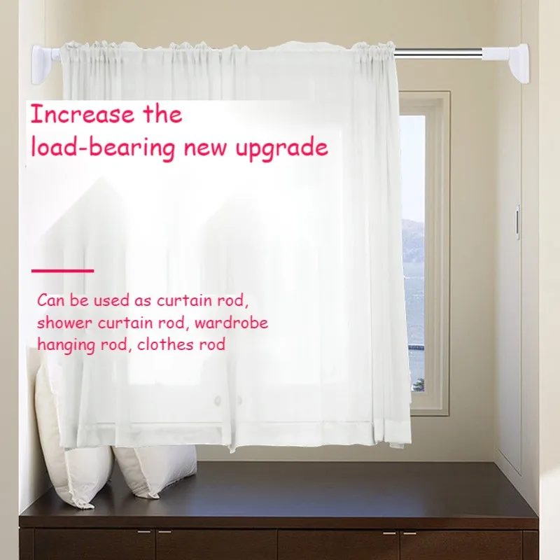 

Telescopic Clothing Rod Adjustable Bathroom Shower Curtain Free Punching Stainless Bracket Curtains Rail Accessories Strong