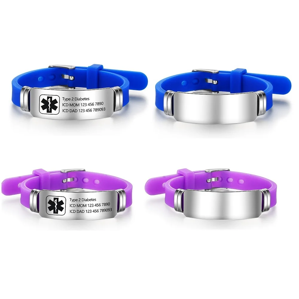 Бесплатная гравировка силиконовые диабетические медицинские оповещения ID