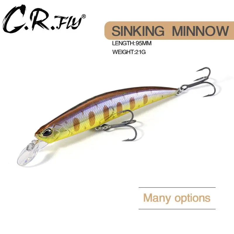 

1pc Fishing Lure 21g 95mm Sinking Minnow Hard Bait Fishing Wobblers Perch Pike Salmon Trout Bass Lures