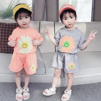 new summer style girls clothes set toddler baby girl lovely daisy print t shirtshorts 2 pcs sets outfits for 1 5 years