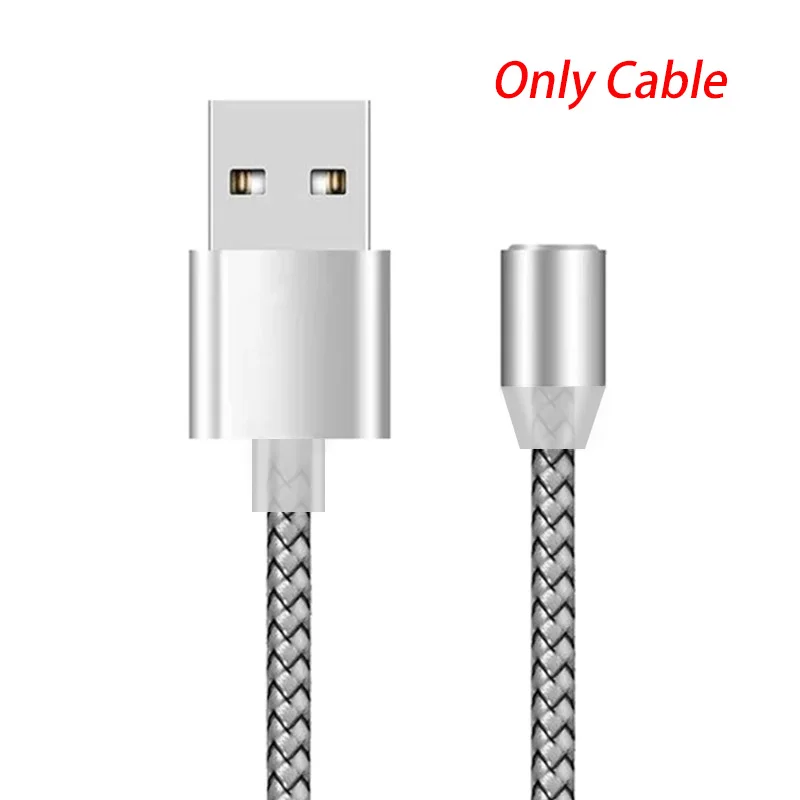 Only Cable Silver 1M 2M Magnetic Micro USB Cable For Samsung Android Mobile Phone Type-c Charging For Redmi Note 7 8 Pro Magnet Charger Wire Cord - Цвет: Only Cable Silver