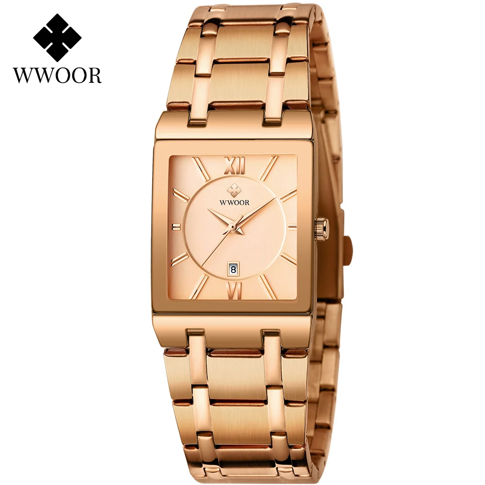 

WWOOR Women Dress Watches Top Brand Luxury Fashion Design Ladies Quartz Watch Women Rose Gold Geneva Clock Relogio Feminino Gift