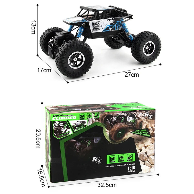 1:16 4WD высокоскоростная внедорожная машина 2 4G на радиоуправлении светодиодная