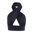 Женский укороченный топ с открытой спиной, летний сексуальный топ на бретельках с перекрестными лямками спереди, с вырезом спереди, с лямкой через шею, без рукавов, бандажный Топ, женская одежда