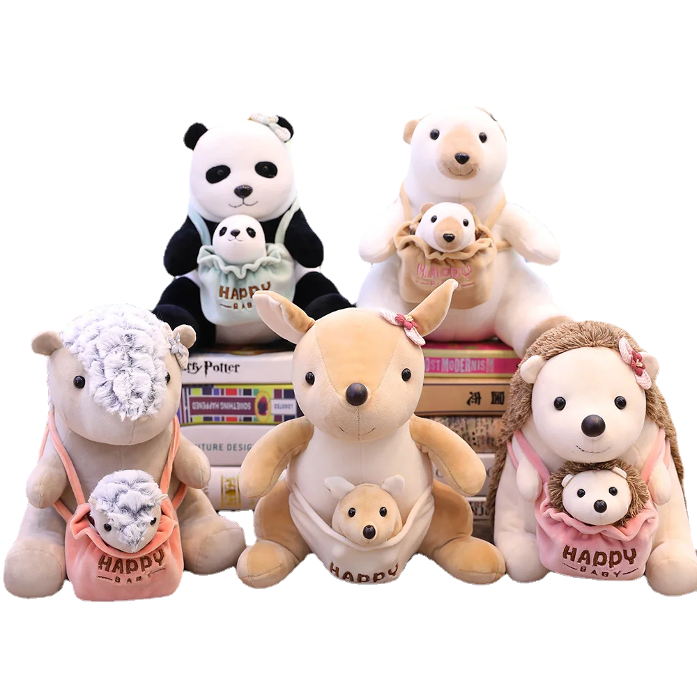

25Cm Kangaroo Hedgehog Pangolin Panda Polar Bear WITH BABY Stuffed Baby Plush Soft Plush Doll Toy Fans Gift
