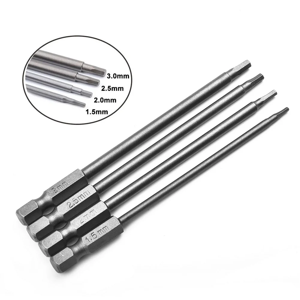 

4Pcs 1/4 Hex Shank Magnetic S2 Alloy Steel Head Screw Driver Screwdriver Bit 1.5/ 2.0/ 2.5/ 3.0mm For Cordless Drills Wrenches