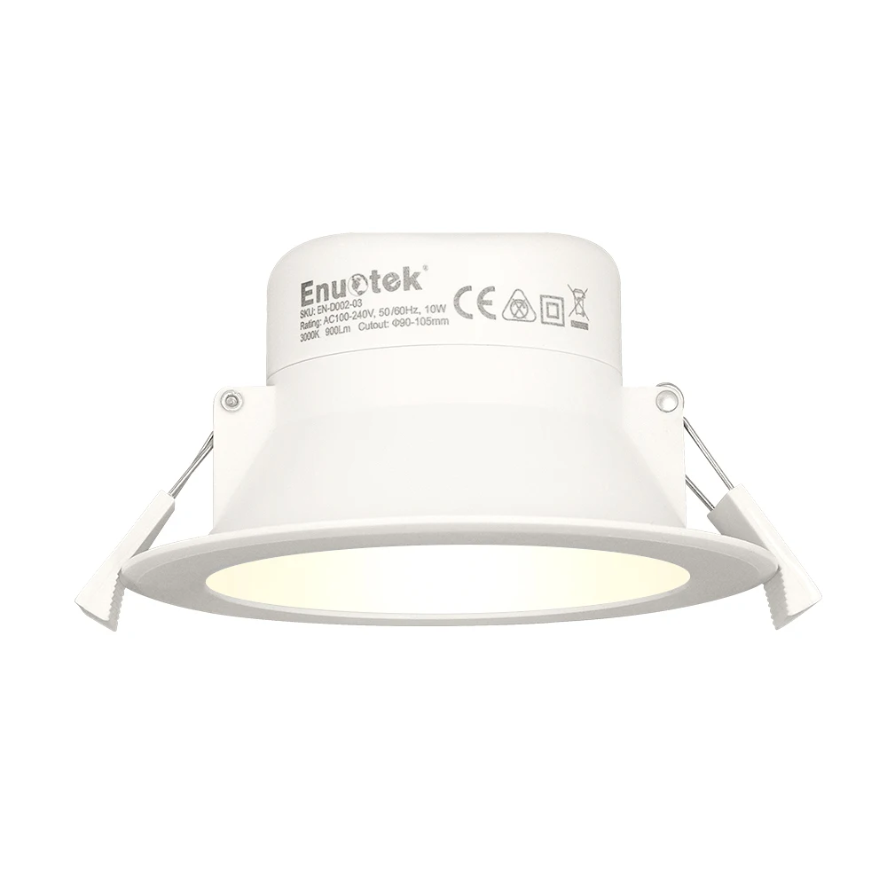 1 Lamp Warm White 10 Вт Встраиваемый светодиодный потолочный светильник, встраиваемый потолочный светильник, холодный белый 5000 K, отверстие для выреза 90-105 мм, 100-240 В, IP44, влагонепроницаемый для кухни и ванной комнаты - Испускаемый цвет: 1 Lamp Warm White