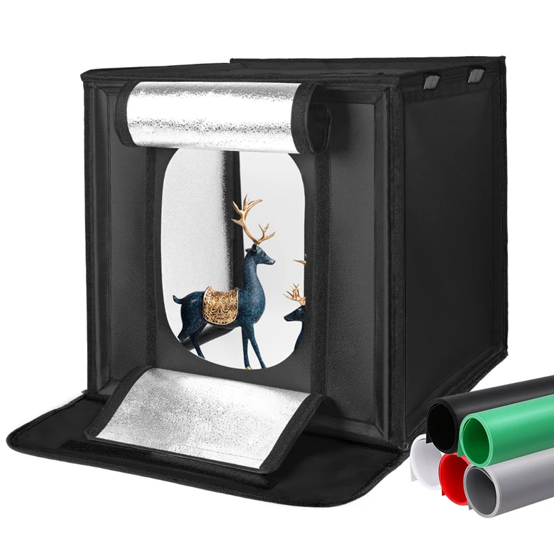 Photo Studio Box Portable Lightbox Tabletop Shooting PVC Backdrop Tent Photography Box Softbox Set for Items Display 45/65/80 cm
