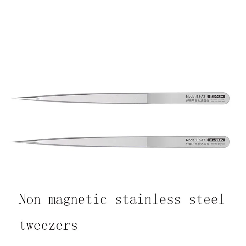 Stainless Steel Tweezers Cell Phone Repair Fingerprint Fly Line 0.1mm 0.15mm Straight Tip Non-magnetic Tweezer Forceps Hand Tool |