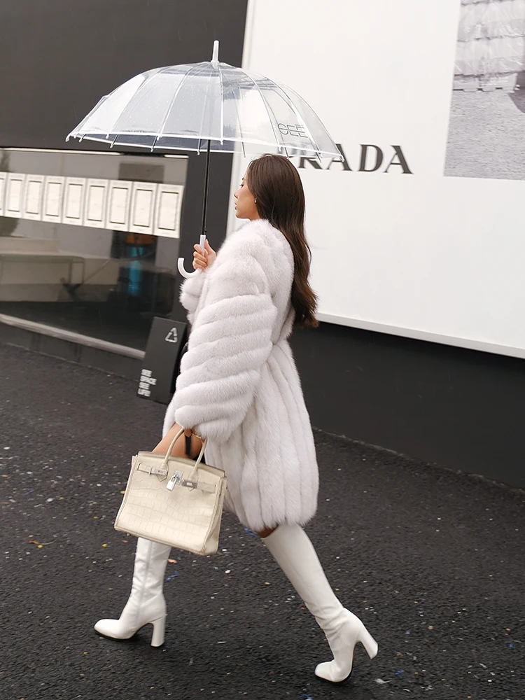 Fashion Long Fox Fur Coats Natural Women Winter New Whole Skin Genuine Leather Fox Fur Coat Long Trendy Woman Fur Overcoats 2022