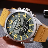 dual display military watches swim 50m leather strap led watches men top brand luxury quartz watch reloj hombre relogio masculin